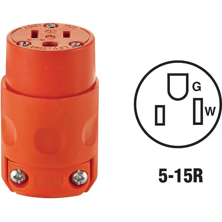 Leviton 15A 125V 3-Wire 2-Pole Residential Grade Cord Connector 012-515CV-0OR